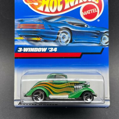 Hot Wheels 1934 '34 Ford 3-Window Coupe Car Green Diecast 1/64