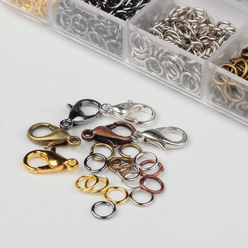 1 Box Zinc Alloy Lobster Claw Clasps & Iron Jump Rings Jewelry Findings Craft - Picture 2 of 8