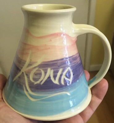 RARE Handmade Porcelain Mug Cup Kona Hawaii HI By Sandra Holmes 96745 Beautiful!