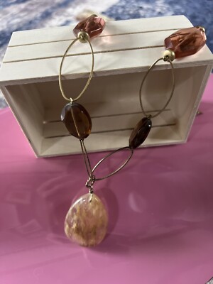 Lia Sophia  Raw Sugar  Tan Rose Quartz  Teardrop Y2K Necklace