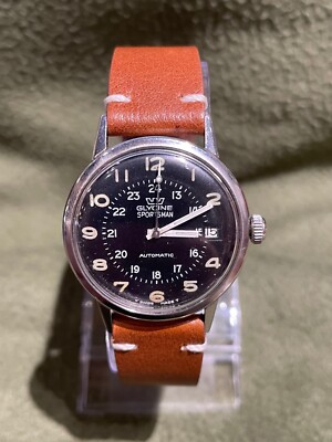 Rare Vintage Glycine Sportsman 34mm Stainless Automatic 17