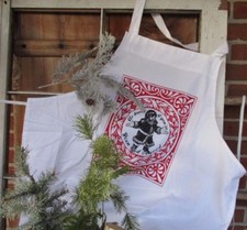 Santa apron, Apron, Christmas apron, Free shipping,chef apron, white apron,