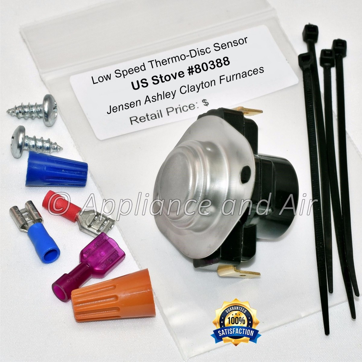 US Stove 80388 Adjust. Low Speed Thermo-Disc Jensen Ashley Clayton