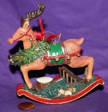 Vintage rocking horse reindeer ornament D