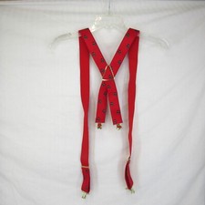 Christmas Santa Claus Adjustable 1 1/2" Suspenders Red With Gold Tone Clips