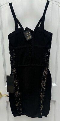 Bebe Bandage Black Lace Inset Bodycon Dress Size XS | eBay
