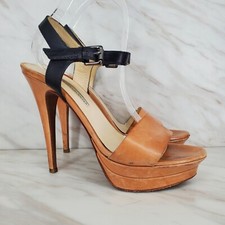 VERA WANG LAVENDER Nina Natural/Black Platform Heels Size 8