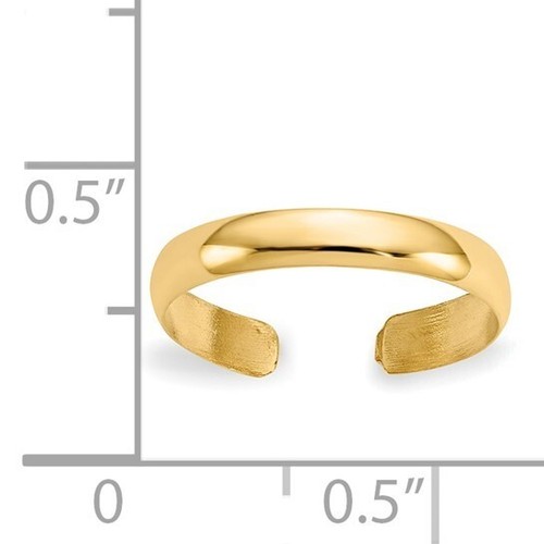 14k Yellow Gold High Polished Toe Ring Classic Simple Styling - Picture 5 of 7