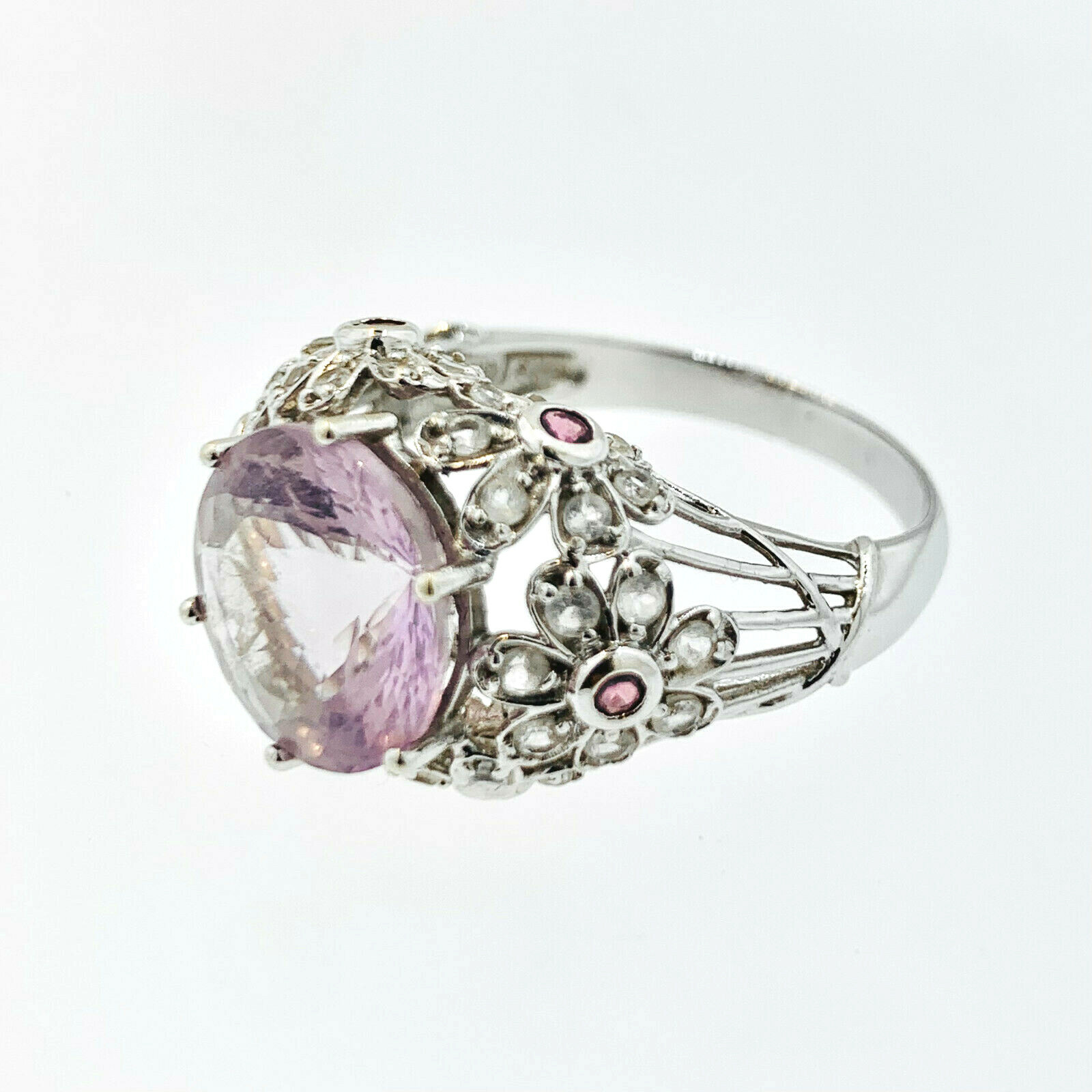 STUNNING 14K SOLID WHITE GOLD LAVENDER QUARTZ  RI… - image 3