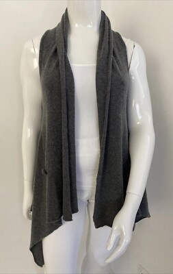 Marco Polo S-M / 10-12 Grey 19% Wool 18% Angora Open Draped Waterfall Vest