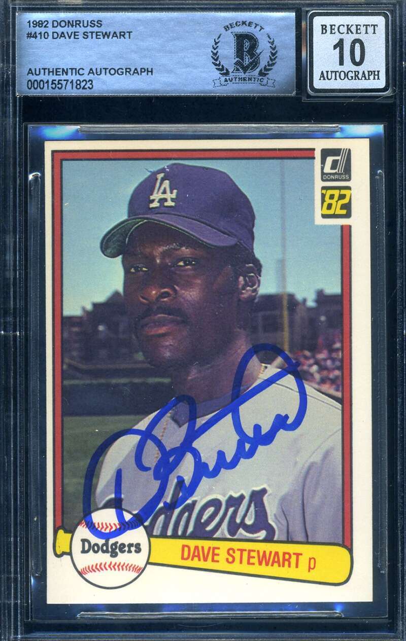 Dave Stewart Gem Mint 10 Beckett BAS Signed 1982 Donruss Rookie Autograph 1