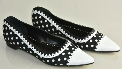 black and white polka dot flats