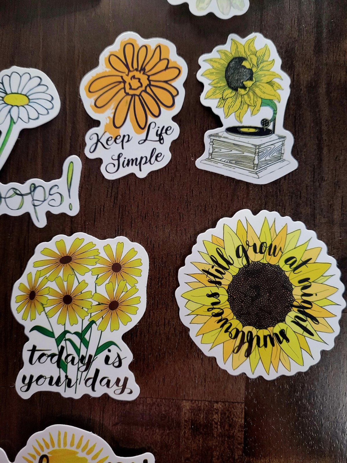 STICKERS x 10 Positive Reminder Inspiration Sunflowers Be Happy Blessed 32B4