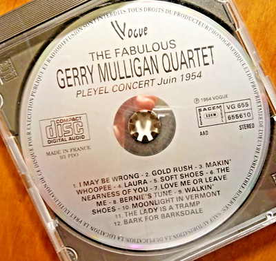 Gerry Mulligan Quartet-Pleyel Concert June 1954 cd no front cover art
