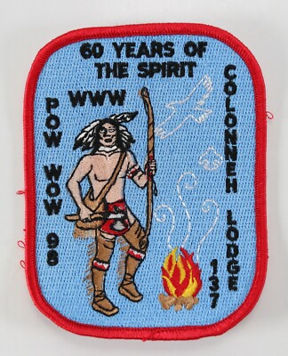 Vintage 1998 Colonneh 137 Pow Wow 60th Spirit Red WWW OA Boy Scout Camp Patch