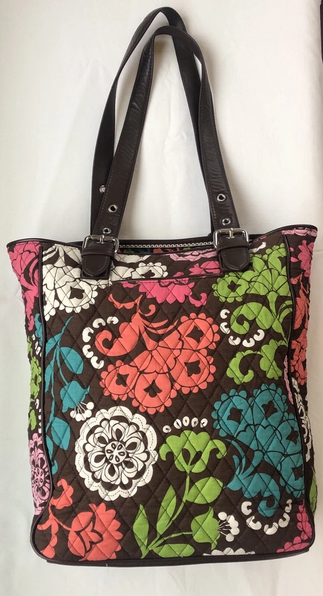 Vera bradley tote hotsell with leather handles