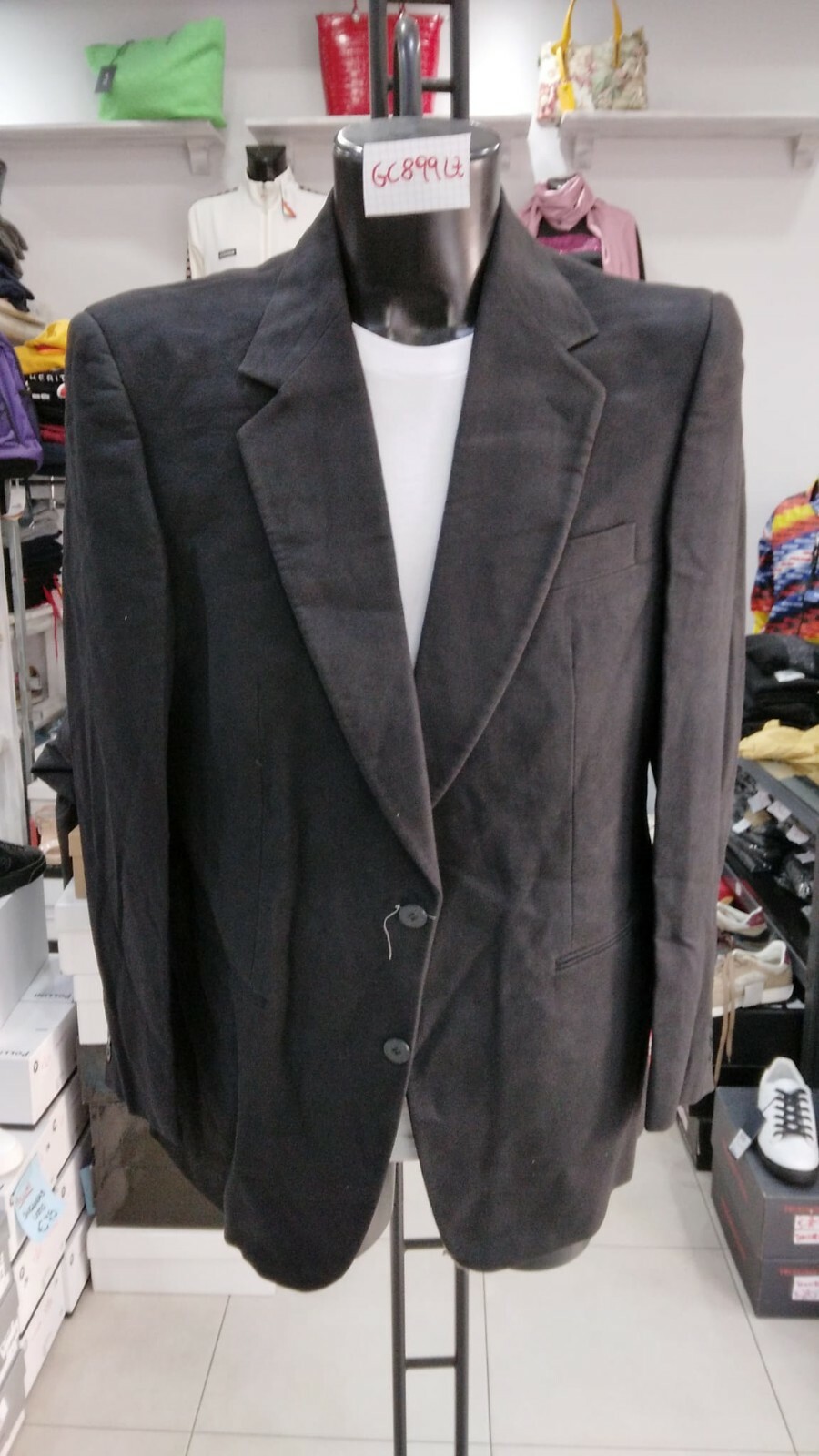 Men’s Black Wool Blend Jacket Size 42 GC899LZ New