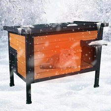 Outdoor Insulated Cat House Feral Cat Enclosure Cat Shelter Weatherproof Winter