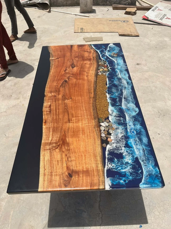 Ocean Wave Epoxy Resin Dining Table Top Modern Arts Furniture Home & Garden Deco - Image 4 of 4