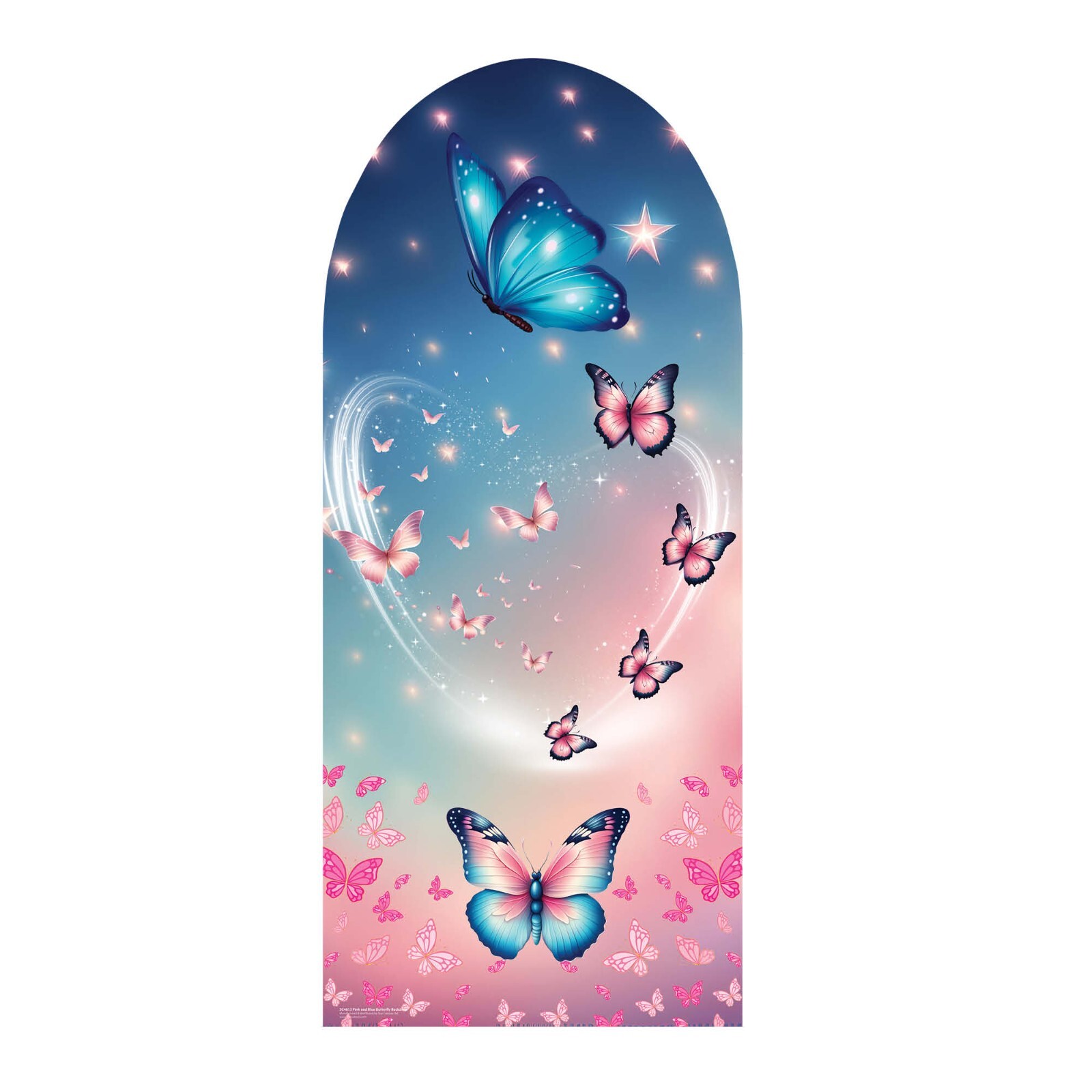 Butterfly Pink and Blue Cardboard Backdrop Party Standee 185cm x 80cm