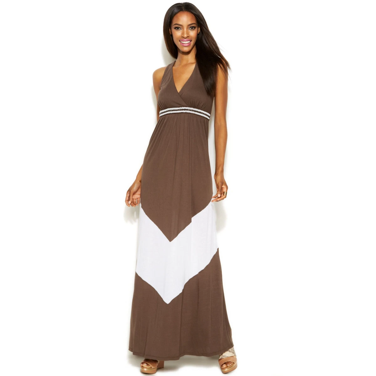 INC International Concepts Maxi Dress Colorblock Sz PL multi color