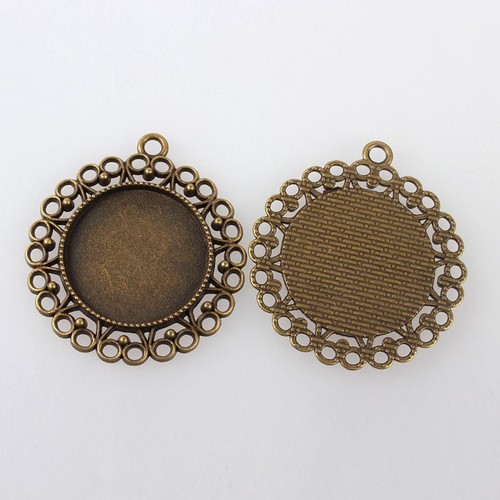Antik Bronze Flach Rund Tablett Anhänger Cabochon Rohling Einfassung Nickelfrei - Bild 84 von 108