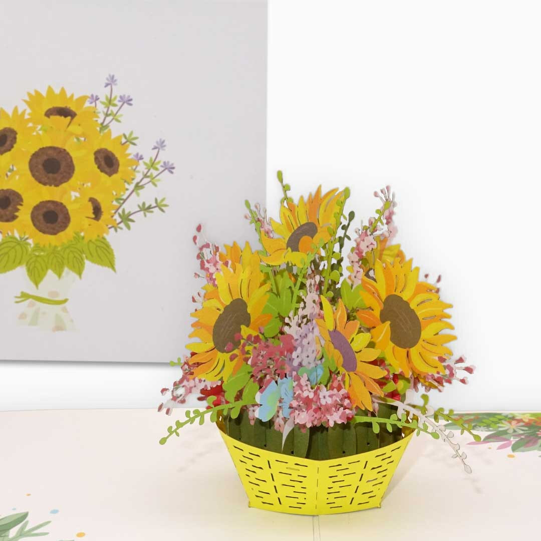 Pop Up Karte "Sonnenblumen" 3D Geburtstagskarte Sonnenblume - Glückwunschkarte