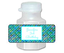 30 Personalized Mermaid Birthday Party Favor Bubble Labels 