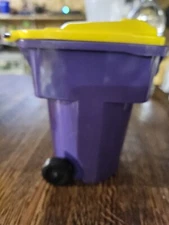 Rehrig Mini Waste Management Trash Cart Desk Vikings Color  Purple/yellow Lid