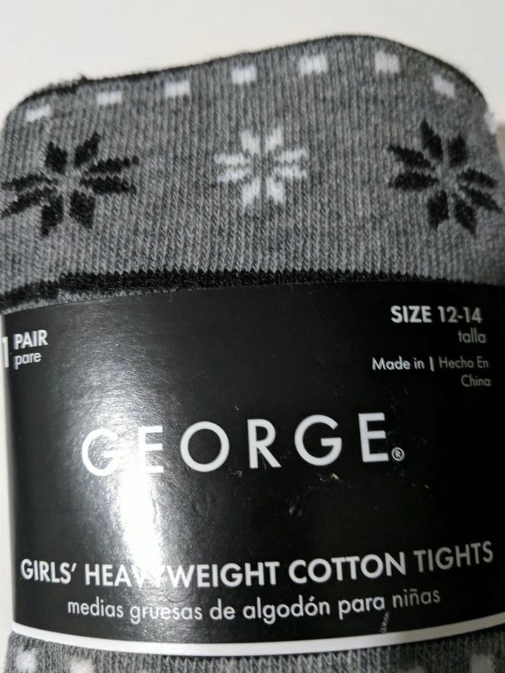 Niñas George Negro Blanco Gris Pesado Algodón Medias Talla 12-14 NUEVO Foto 2 de 4