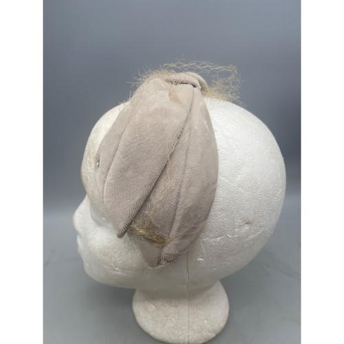 Vintage headband hat womens tan bow theater skull cap collector wedding READ - Picture 4 of 5
