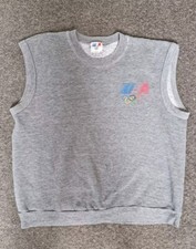 Vintage 80s Levi's Sleeveless Sweatshirt Team USA Olympics Grey Workout Top L