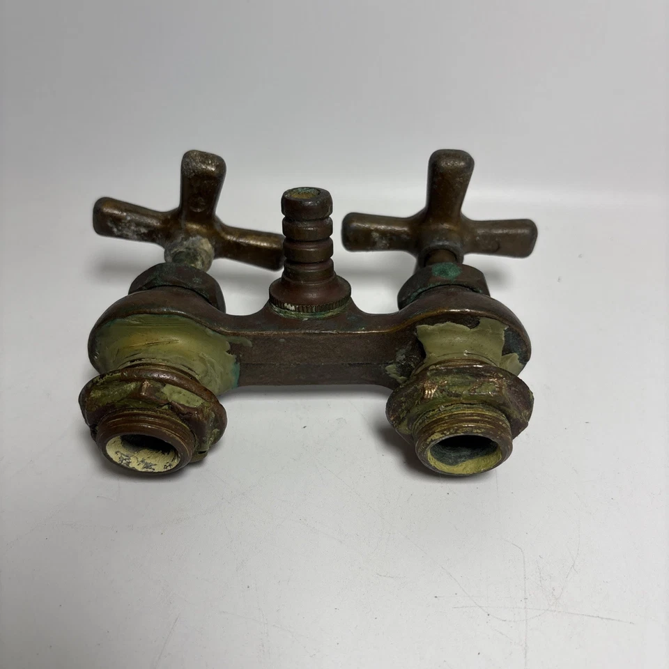 Vintage Brass Clawfoot Tub Faucet By Victor Hot Cold Knobs - Image 2 of 4
