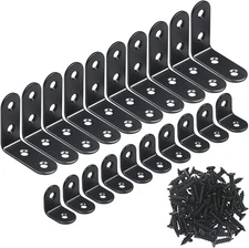YAMASO 20PCS L Bracket Corner Bracket,Black Small Right Angle Bracket for Woo...