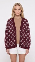Maje Cardigan Bordeaux Jacquard Strick Gr. 40 FR Damen MFPCA00294