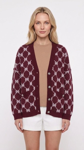 Maje Cardigan Bordeaux Jacquard Strick Gr. 40 FR Damen MFPCA00294-image