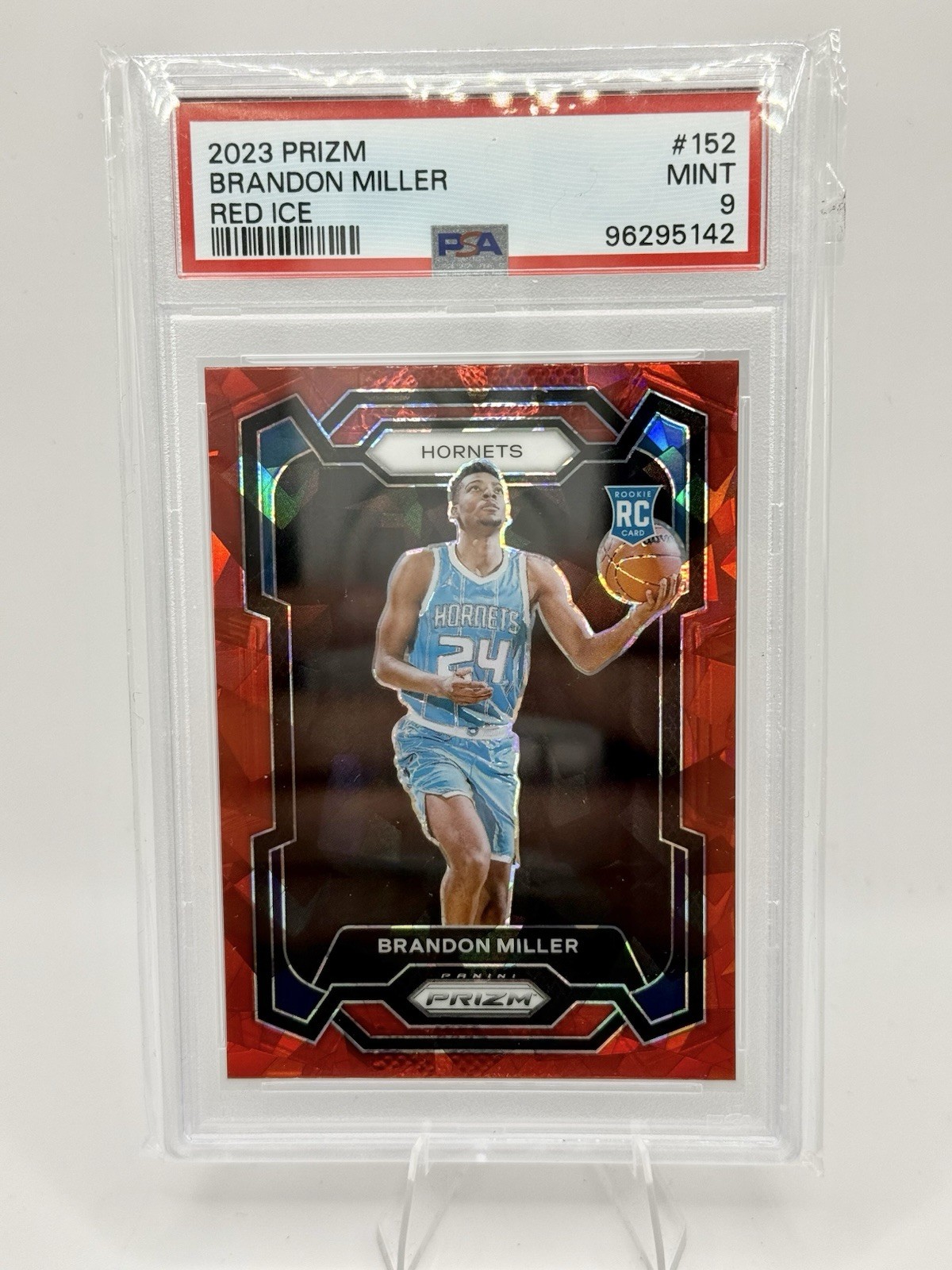 2023-24 Panini Prizm - Brandon Miller #152 Red Ice Prizm (RC) PSA 9 Mint Hornets