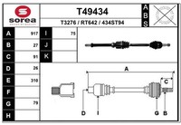 EAI Antriebswelle Vorne Rechts FüR Renault Kangoo/Grand KW0/1_ FW0/1_ 415 T49434
