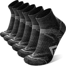 6 Pairs Merino Wool Quarter Ankle Hiking Running Socks Compression Thermal Th...
