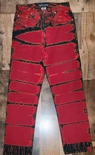 Vintage Guess Jeans Men 30x34 Red Black Tie Dye Bleached Fire Pants 90s USA Made