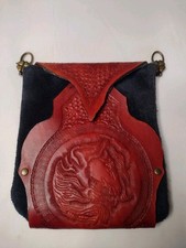 Vintage Tooled Leather Horse Crossbody Bag Western Purse Equestrian Boho B11