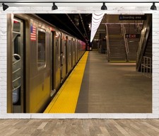 7x5ft Fabric New York City Subway Backdrop Manhattan Train Background Party