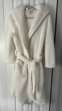 Pottery Barn PB Teen Cozy Sherpa Robe Ivory Medium/Large One-Size Pockets  Hood