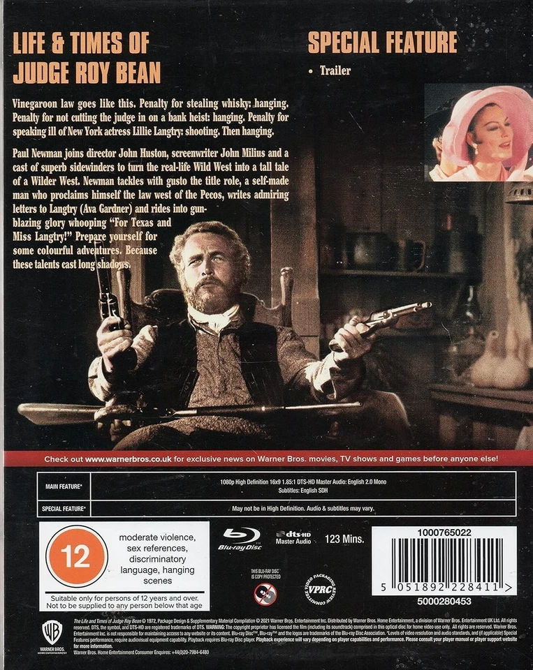 The LIFE AND TIMES OF JUDGE ROY BEAN (Paul Newman) Blu Ray with Artcards Poster - Image 2 of 2