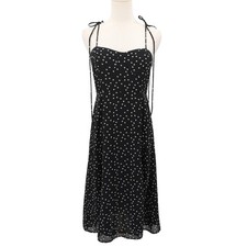 Forever 21 Y2K Black White Polka Dot Tie Strap Midi Dress 2000s Sz M whimsigoth
