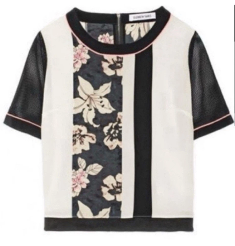 Nuevo sin etiquetas Top de seda y malla con paneles Elizabeth & James Brant talla XXS Foto 2 de 4