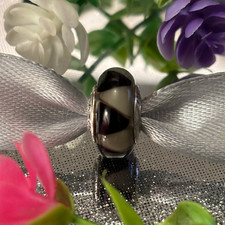 Pandora 💖 Black & Grey Captivating Glass Murano Charm 🌟💫