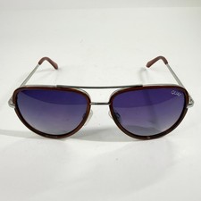 Quay All In 126 Polarized Aviator Sunglasses Silver Brown Purple Mirror Unisex