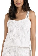 La Blanca Waverly Crochet Swim Cover-up Top, White, Medium, MSRP 97