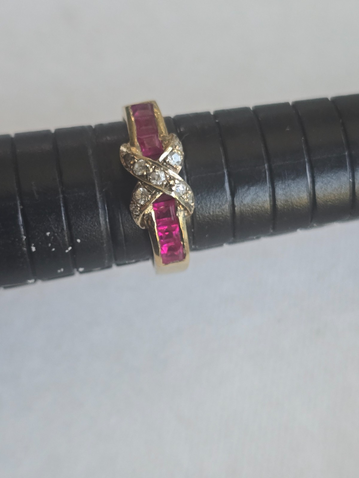 Designer Sterling Silver 925 Simulated Ruby White… - image 2